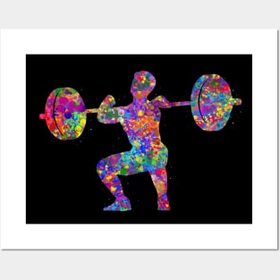 Weightlifter male watercolor art Posters and Art